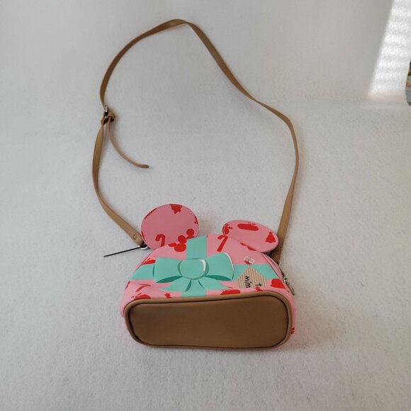 Disney Minnie Mouse Christmas Pink Crossbody Bag With Bow - Picture 3 of 8